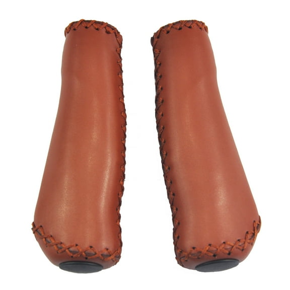 UPANBIKE Bike Handlebar Grips Ergonomic Design Handmade Sewing Push On Leather,Brown