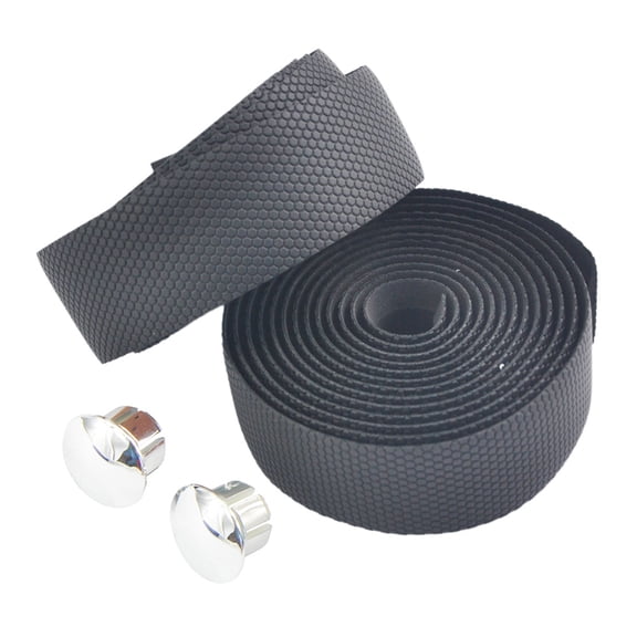UPANBIKE Bike Handlebar Tape Synthetic Leather Basketball Grain Non-slip Wraps With Bar Plugs 2pcs/set,Black