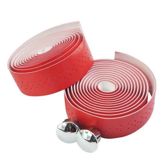UPANBIKE Bike Handlebar Tape with Stomata Luxury Synthetic Leather Wraps for Road Bike, Red