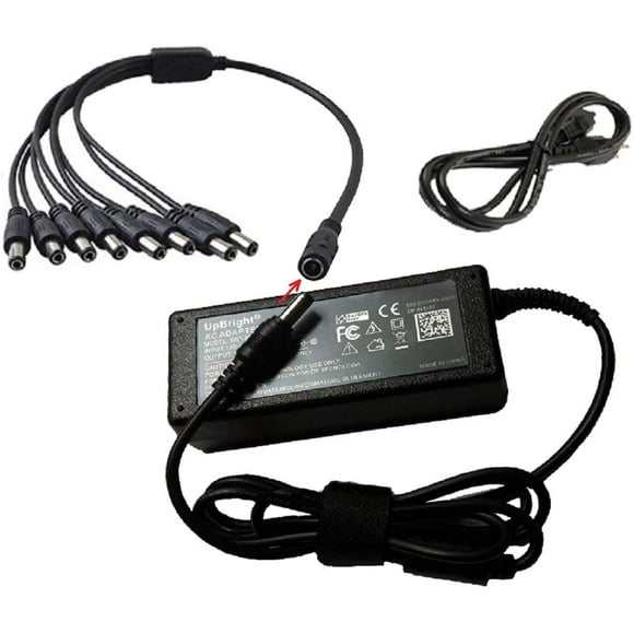 UPBRIGHT 12V DC 5A AC Power Supply Adapter 5000mA +8 Port Plug Split Power Cable For CCTV Surveillance Security Cameras Cameras GW124CA GW12V5A GW128CA Power Supply Cord Cable PS Charger Input: 100 -