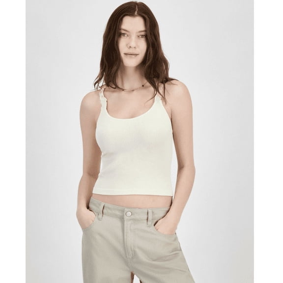 Hippie Rose Juniors' Ruffle Strap Seamless Tank - Bone