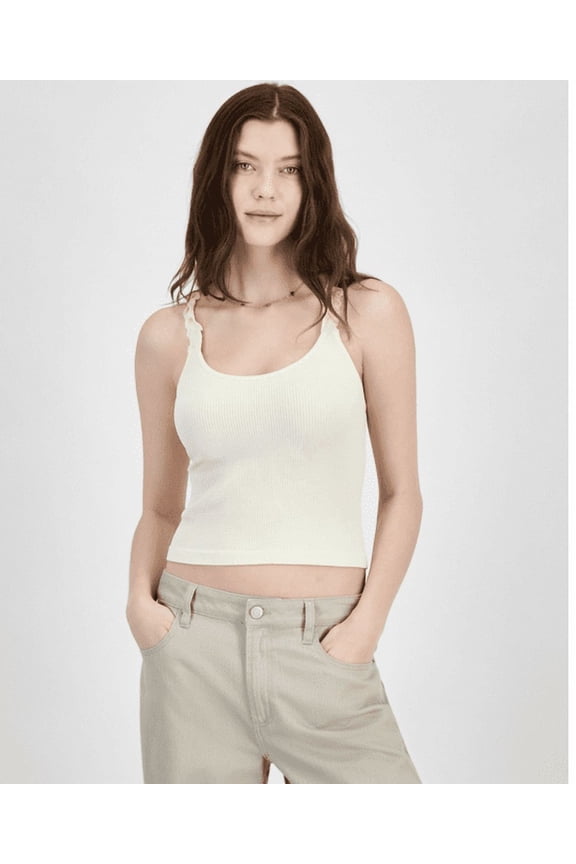 Juniors' Ruffle Strap Seamless Tank - Bone