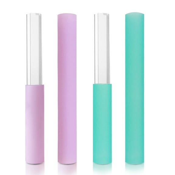 UPCEED 4 Pcs Singing Bowl Mallet Set Purple and Green Acrylic Rubber Striker Mallet for Playing Quartz Crystal Singing Bowls