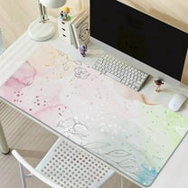 UPCEED Floral Mouse Pad Splatters Pink Green Blue Mouse Pad 23.6"x 11.8" HD Printed Non-Slip Stitched Edges Desktop Mat