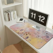 UPCEED Pink Flowers Mouse Pad Butterflies Mouse Pad 23.6"x 11.8" HD Printed Non-Slip Stitched Edges Desktop Mat