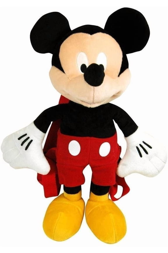 16" Inch Disney Mickey Mouse Soft Plush Backpack with small zipper pocket (KMBL2)