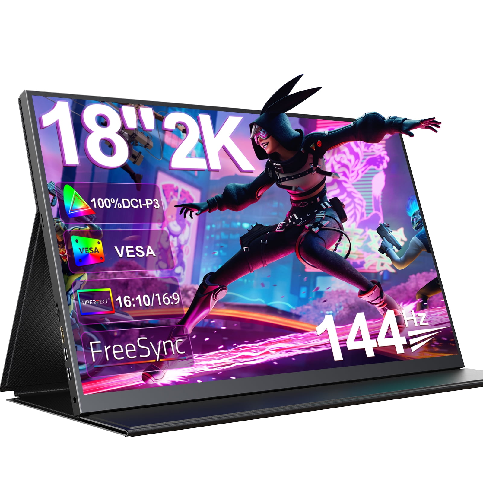 UPERFECT 144HZ Portable Gaming Monitor， 18 2K 2560x1600 QHD 100% DCI-P3  Screen 