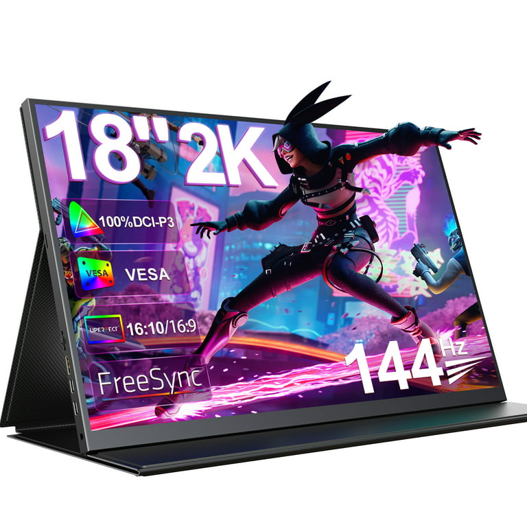 UPERFECT 18inch LCD Monitor 2K 144Hz Portable Gaming Display 100%DCI-P3 IPS  2560x1600 FreeSync HDR Support VESA Type-C HDMI