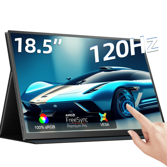 Portable Touchscreen Monitor 18.5 Inch 1080P 120HZ , UPERFECT 10-Point Touch Screen HDMI USB C Travel Monitor for Laptop