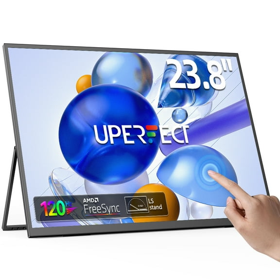UPERFECT 23.8" Portable Touchscreen Monitor 120HZ 1080P FHD Computer Monitor Freestanding W/ HDMI USB-C, Ultra-Slim Portable Monitor for Laptop