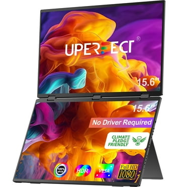 UPERFECT Laptop Screen Extender 15.6 Inch 1080P 360° Foldable Dual Monitors 100% sRGB HDMI USB-C Stacked Triple Portable Monitor
