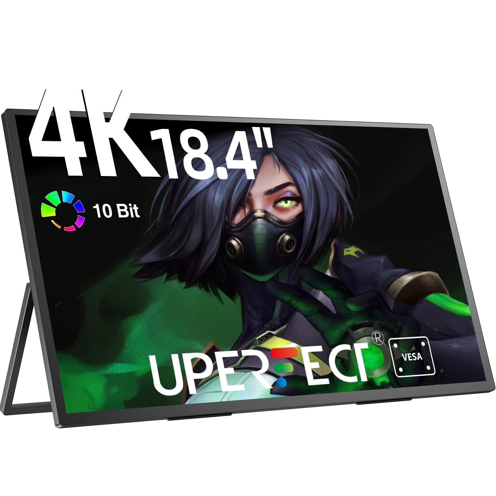 UPERFECT Portable Monitor 4K 18.4 inch, 3840*2160 External Second Monitor for Laptop Mac Switch Phone - UXbox T118