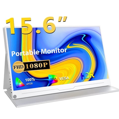 UPERFECT 15.6" FullHD IPS HDR Portable Monitor, 1080P Second External Screen, White