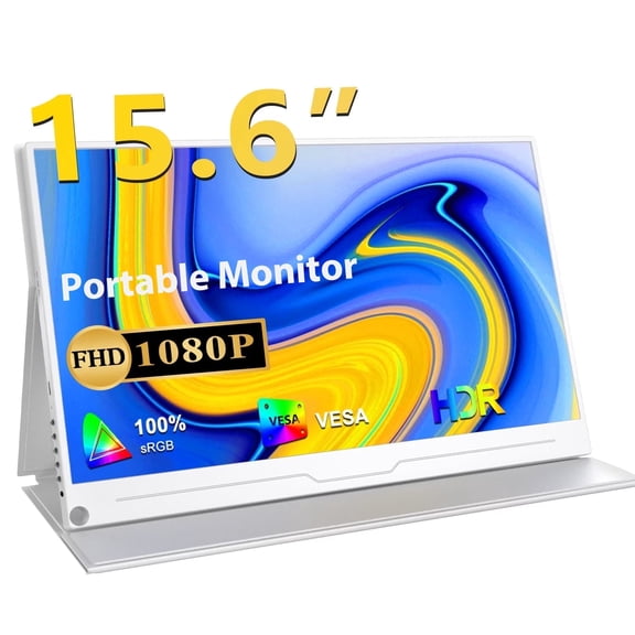 UPERFECT 15.6" FullHD IPS HDR Portable Monitor, 1080P Second External Screen, White