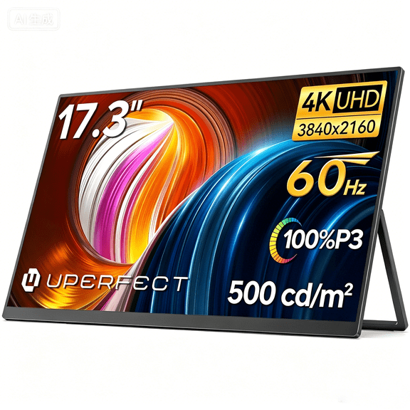 UPERFECT 17.3"" 4K UHD Gaming Monitor, 60Hz, USB-C HDMI Input, VESA Mountable, Advanced Display Settings - BE173BU