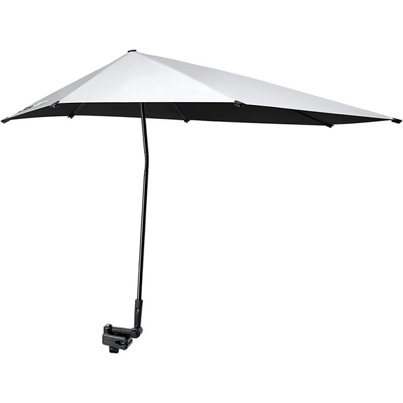 UPF 50+ Adjustable Beach Umbrella XL with Universal Clamp for Chair Stroller Wheelchair Golf Cart Bleacher Patio