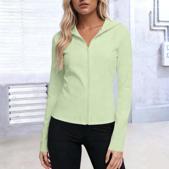 UPF 50+ Athletic Jackets for Women UVs Sun Protection Full Zip Long Sleeve Hooded Jacket Tops Womens Casual Solid Quickly Dry Lightweight Outdoor Hiking Workout Jackets