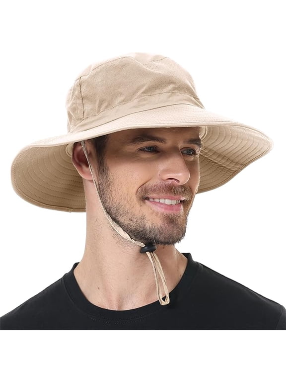 1 Pc UPF 50+ Boonie Hat for Men & Women - Cooling Wide Brim Sun Hat for Safari, Hiking & Beach (Beige)