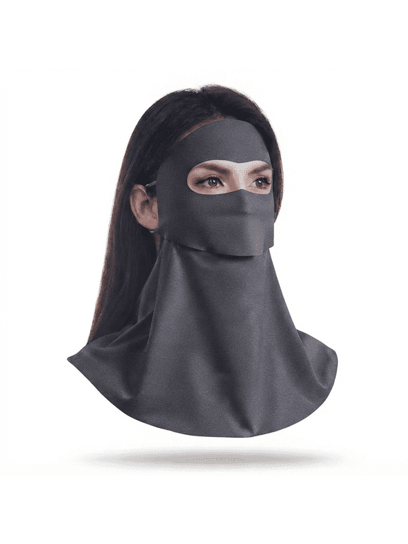 UPF 50+ Cooling Ice Silk UV Face Cover, Full Coverage Sun Protection Face Neck Mask for Cycling Driving Fishing Outdoors Grey