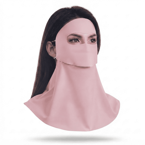 UPF 50+ Cooling Ice Silk UV Face Cover, Full Coverage Sun Protection Face Neck Mask for Cycling Driving Fishing Outdoors Pink