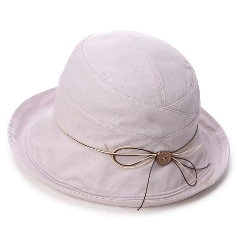 UPF 50+ Cotton Linen Packable Bucket Sun Hats for Women Wide Brim