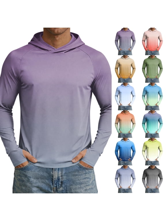 UPF 50+ Fishing Shirts for Men Performance Long Sleeve Sun Protection UV Thumb Holes Shirt for Fishing Running