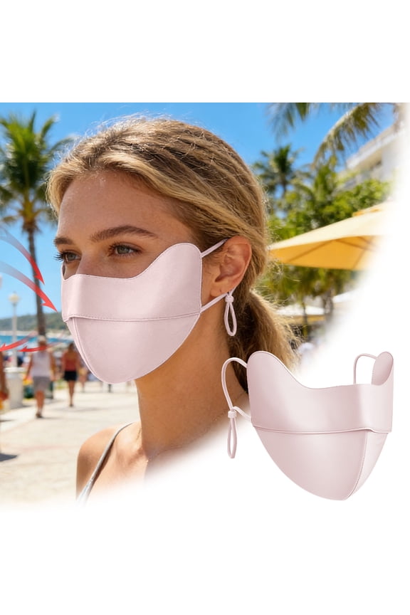 UPF 50+ Full Face Sun Protection Mask, Breathable Adjustable Strap UV Block Face Cover, For Cycling Hiking Driving Outdoor Summer Sports(Pink)