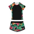 thumbnail image 1 of UPF 50+ Girls Swimsuit, Short Sleeve Sun Protection Rash Guard, Two Pieces Quick Dry Swimwear Beachwear 2-14 Years, 1 of 5