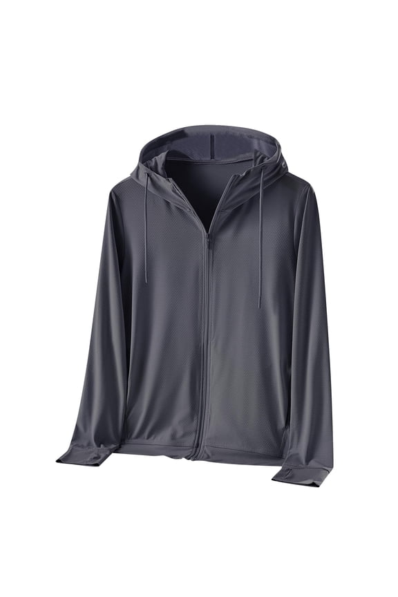 UPF 50+ Hooded Sun Protection Jacket for Men Women Breathable Cooling Shirt with Thumb Holes, Pockets & Adjustable Hood for Outdoor Adventures