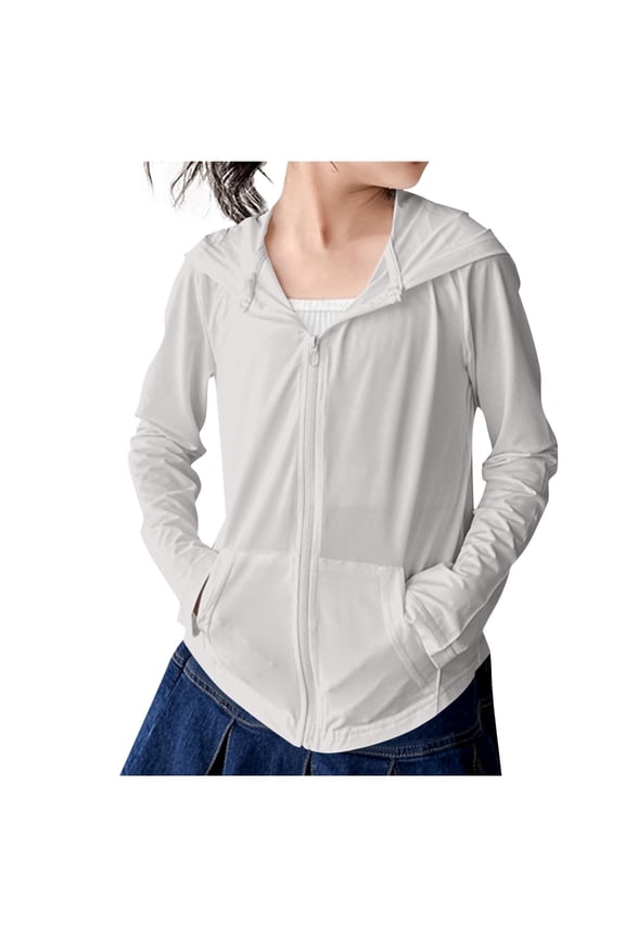 UPF 50 Kids Sun Protection Jacket Girls' Lightweight Hoodie Long Sleeve Zip Up Rash Guard for Beach Outdoor Play,Size 4-5 T