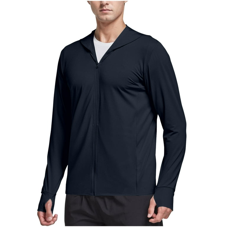 UPF 50+ Long Sleeve Hoodie for Mens Sun Protection Tops UV Spf Tee