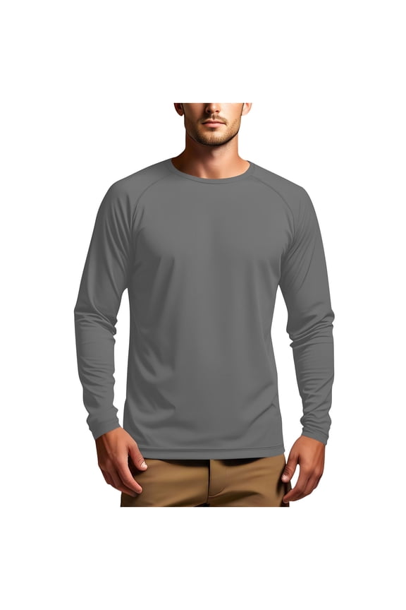 UPF 50+ Long Sleeve Shirts,Summer Mens Slim Fit Textured Quick Dry Tops Rash Guard Ultra Soft Textured Blosues Comfort Casual Sun-Protective Clothing Hiking Outdoor Track Blouses 2025