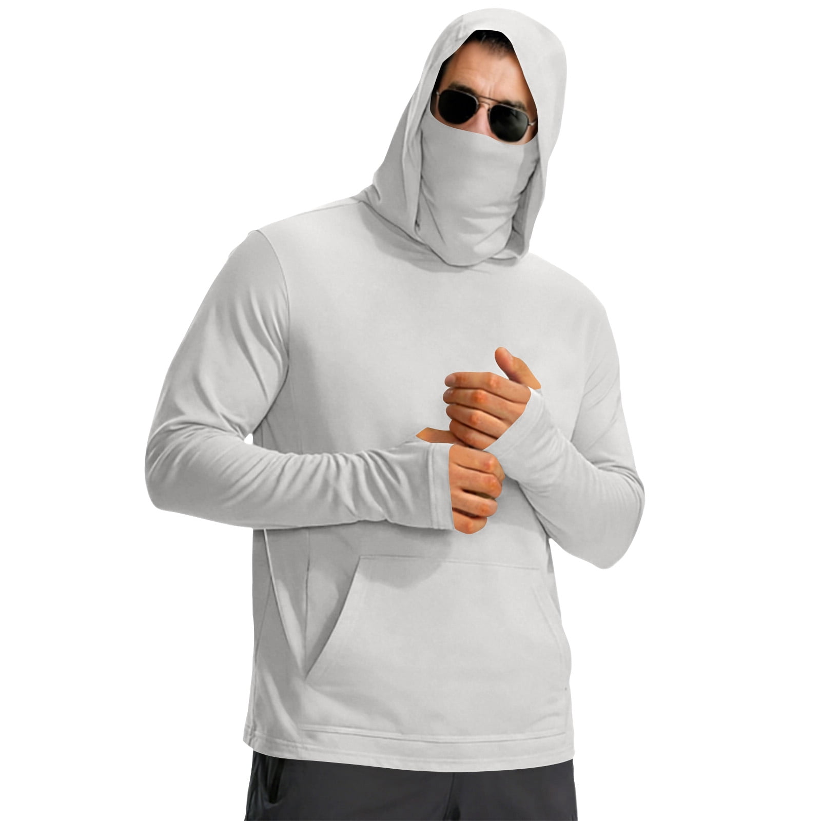 UPF 50+ Men's Hooded Fishing Shirts, Long Sleeve UV Sun Protection ...