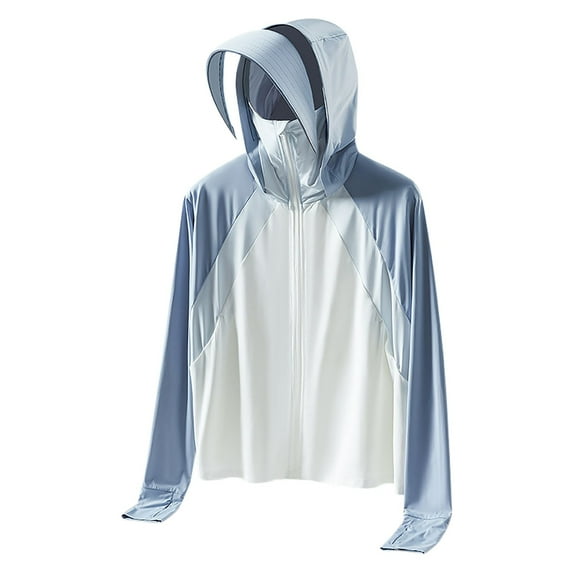 UPF 50+ Men's Hoodies UV Sun Protection Running Jacket Summer Sunscreen Thin Breathable Outdoor Coat Fishing Top Long Sleeve Full Zip Hoodie Quick Dry Outdoor Rash Guards Cooling Hoodies Light Blue L