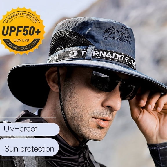 UPF 50+ Summer Hats Men Sun Protector UV-proof Breathable Bucket Hat Large Wide Brim Hiking Outdoor Fishing Beach Cap Cowboy New