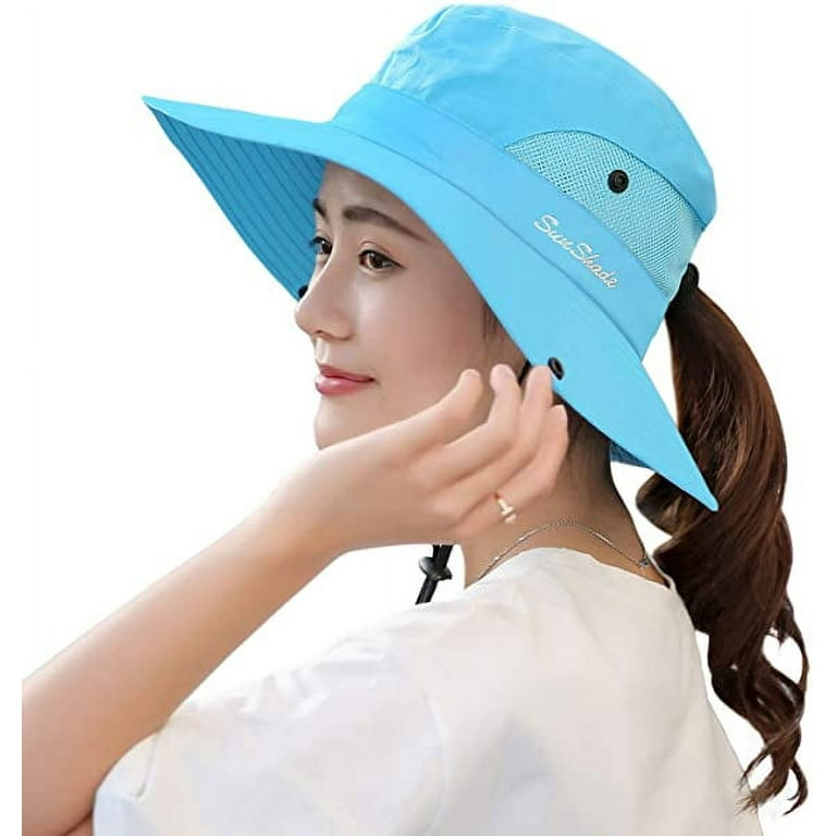 UPF 50 Sun Hat, Foldable Wide Brim Fishing Hat, Hunting Hat Blue