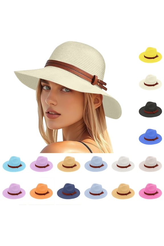 UPF 50 Sun Hat Ndbuld Women's Wide Sun Hat Foldable Protection With Leather Belt For Beach Travel