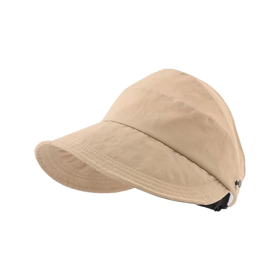 UPF 50+ Sun Hat for Women - Foldable Wide Brim Sunshade Hat with Chin Strap, Ponytail Opening - Breathable Polyester for Beach, Hiking, Fishing - One Size Fits Most