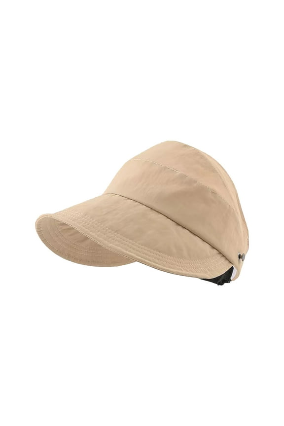 UPF 50+ Sun Hat for Women - Foldable Wide Brim Sunshade Hat with Chin Strap, Ponytail Opening - Breathable Polyester for Beach, Hiking, Fishing - One Size Fits Most