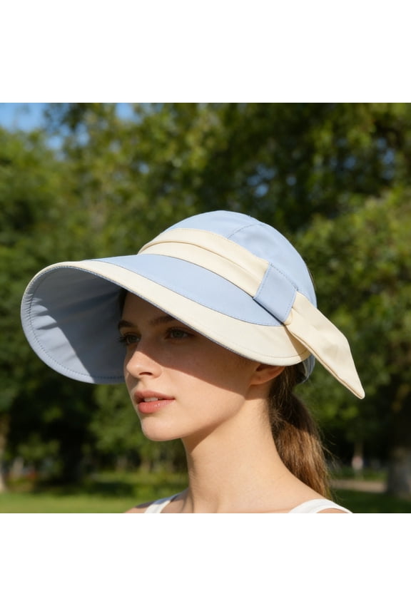 UPF 50+ Sun Hat for Wide Brim Outdoor with Neck Coverage Lightweight Summer Beach Cap for Hiking and Outdoor Adventures, 32cm×12cm, Blue