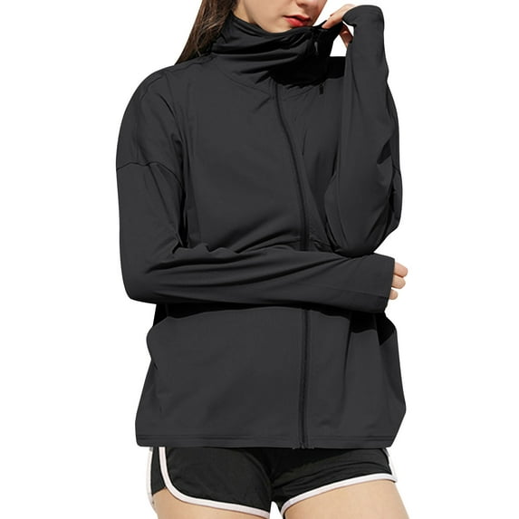 UPF 50+ Sun Hoodie for women Lightweight Full Zip UV Cooling Jacket, Long Sleeve Breathable Shirt for Outdoor Hiking & Running