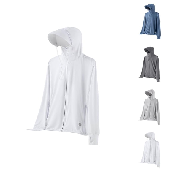 UPF 50 Sun Hoodies for Men Lightweight Detachable Hood Long Sleeve Zip Up Jacket with Pocket Outerwear Fishing Hoodie