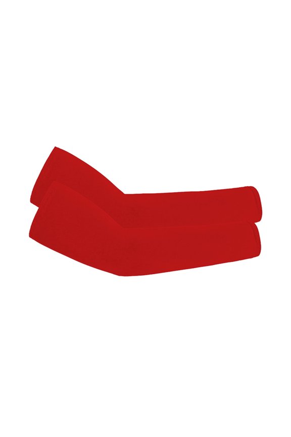 UPF 50+ Sun Protection Arm Sleeves for Men Women, Breathable Compression Cool Sleeves for Cycling, Running, Fishing - One Size Red