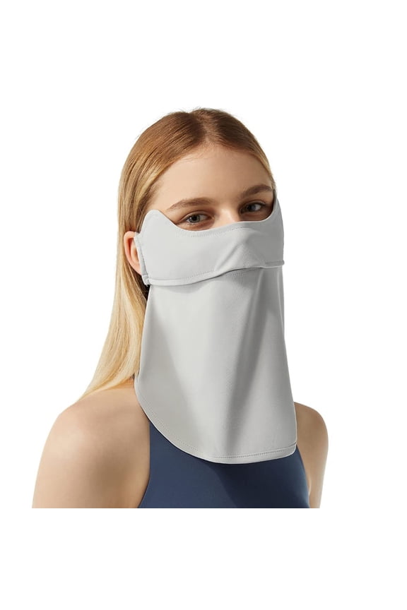 UPF 50+ Sun Protection Ear Loops Triangle Polyester Face Mask, Light Grey