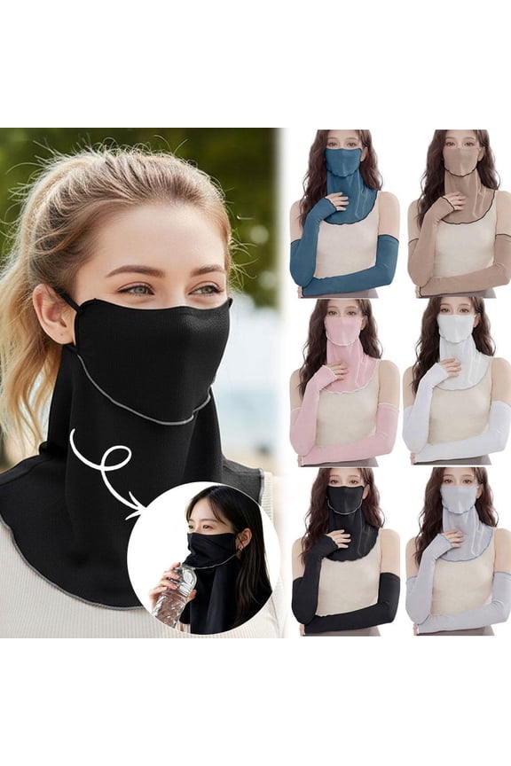 UPF 50+ Sun Protection Face Mask, Breathable Nylon Gaiter with Drink Opening, Adjustable Ear Loops for UV Safety