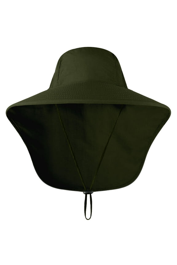 UPF 50+ Sun Protection Hat for Unisex Adult UV Solar Protection Wide Brim Outdoor Beach Fishing Bucket Bonnie Cap Visor with Neck Flap Breathable Mesh Lightweight Foldable Windproof B Army Green