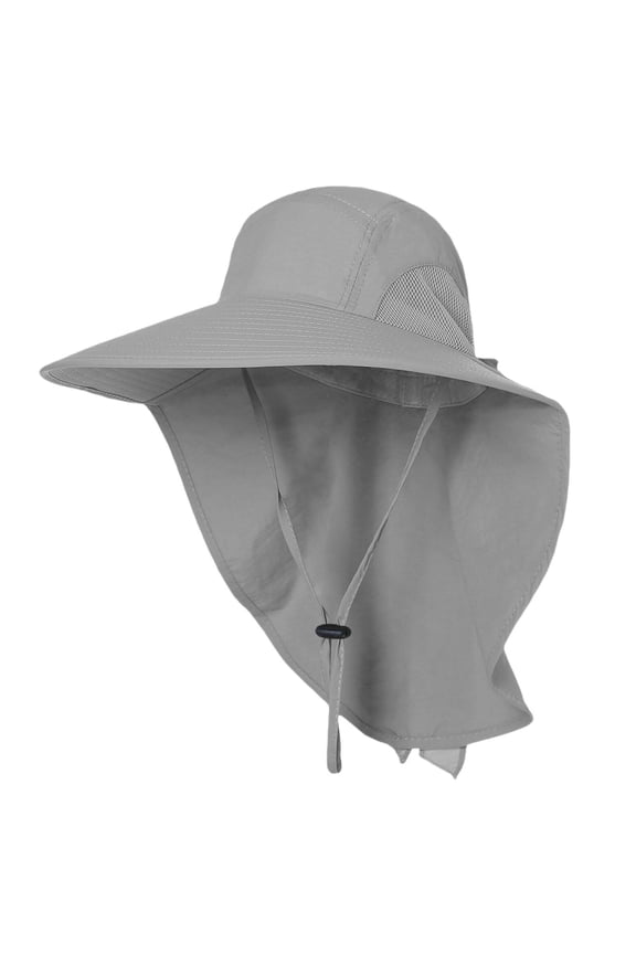 UPF 50+ Sun Protection Hat for Women's Adult UV Solar Protection Wide Brim Outdoor Beach Fishing Bucket Bonnie Cap Visor with Neck Flap Breathable Mesh Lightweight Foldable Windproof A Light Grey