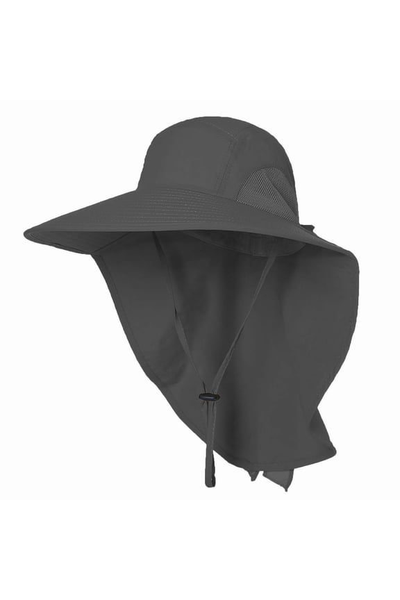 UPF 50+ Sun Protection Hat for Women's Female Adult UV Solar Protection Wide Brim Outdoor Beach Fishing Bucket Bonnie Cap Visor with Neck Flap Breathable Mesh Lightweight Foldable Windproof A Black