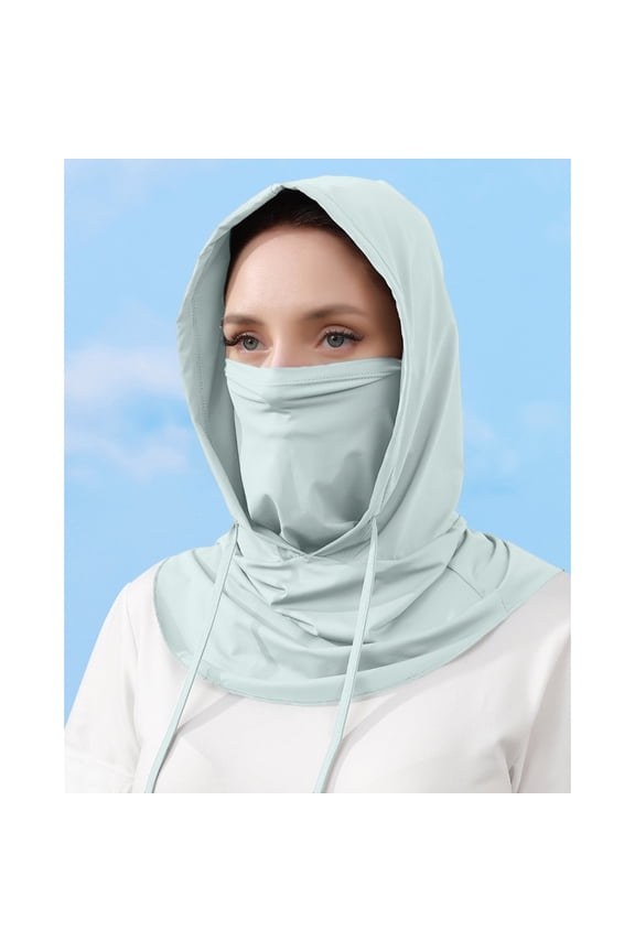 UPF 50+ Sun Protection Hooded Neck Gaiter, Breathable Cooling Face Cover with Drawstring, Lightweight UV Protection Balaclava for Outdoor Activities, Hiking, Cycling, Running, Fishing