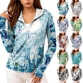 thumbnail image 1 of UPF 50+ Sun Protection Hoodie for Women - Abstract Fluid Art Print Long Sleeve Zip Up Jacket with Thumbholes & Pockets, Lightweight Summer Active Rash Guard Black L, 1 of 6